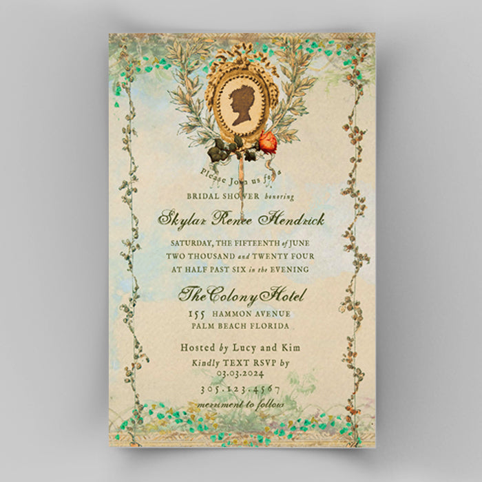 Marlowe Bridgerton Party Invitation with Envelope perfect for a Bridal Shower