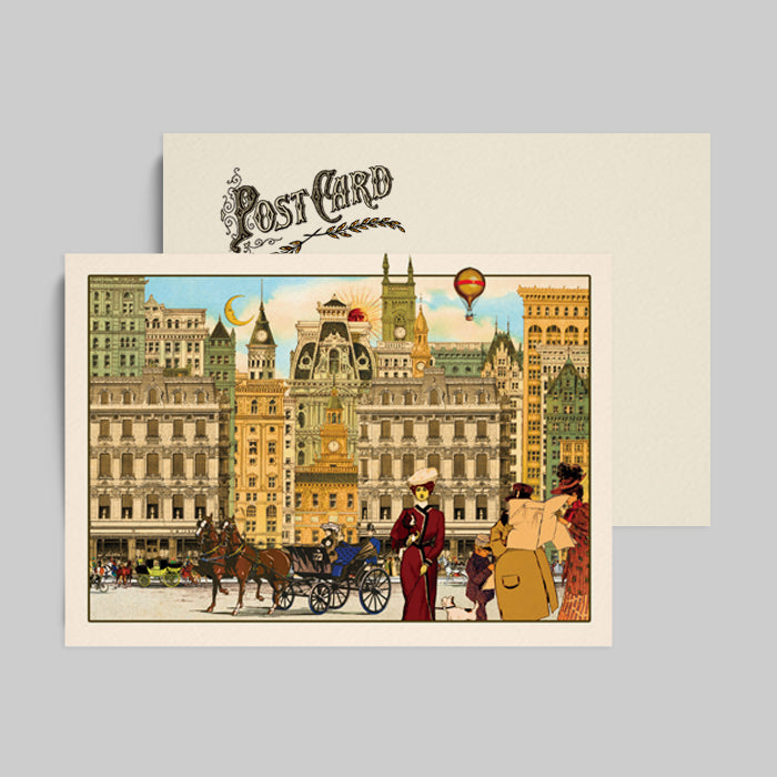 Olde London District Postcard with Envelope Vintage London Scape Retro Travel Postcard