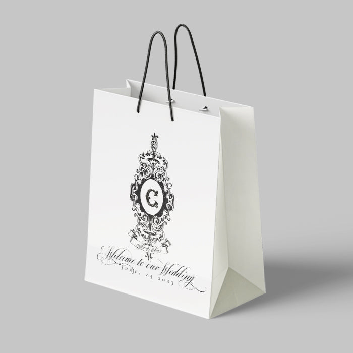 Geraldine Classic Wedding Invitation Black and White Gift Bag Fine Art Laminated Large Capacity Paper Bag Gift Bag