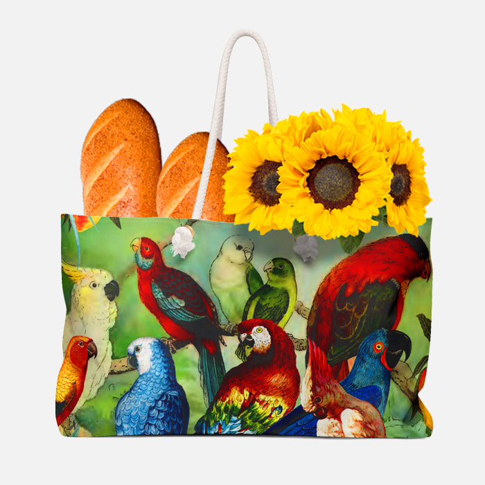 Parrots in the Wild XLarge 2-Sided Open Shopper Bag Weekender Weekend Bag