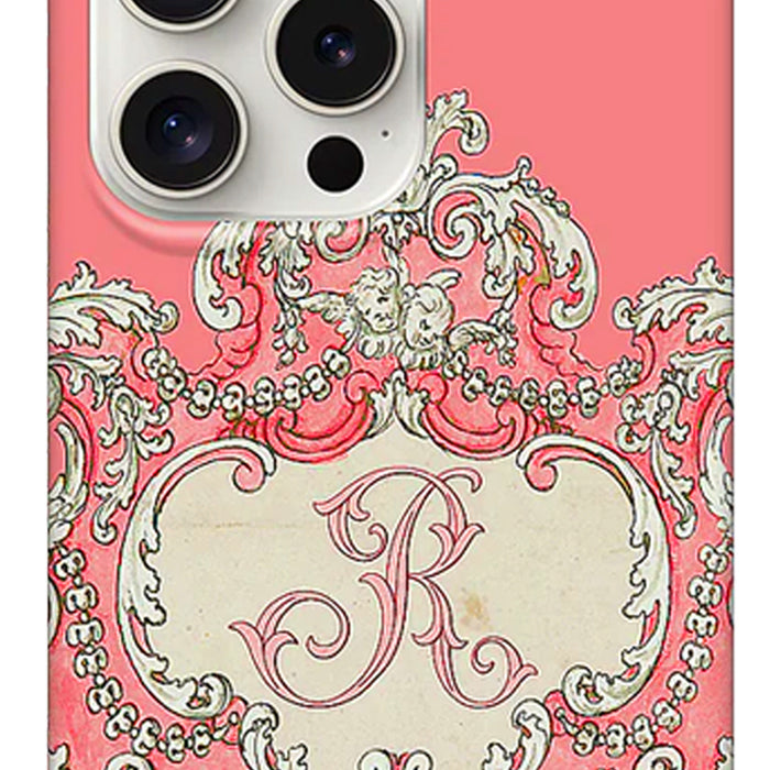 Marie Antoinette Rococo Pink Phone Case Personalized with Initial Monogram