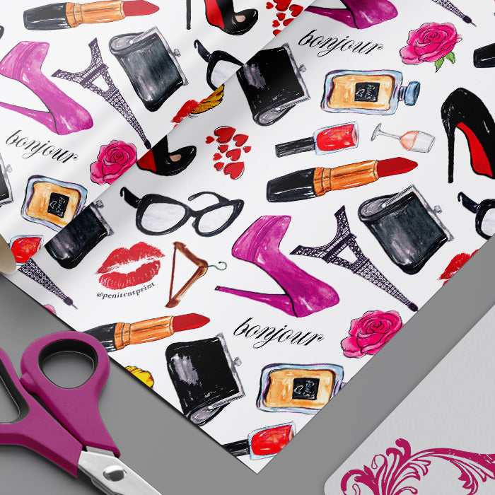 I love Paris Wrapping Paper Sheets Set of 3 sheets