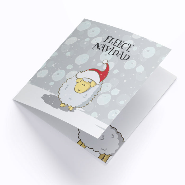 Fleece Navidad Christmas Card with Envelope Cute Sheep Christmas Card Funny Pun Feliz Navidad
