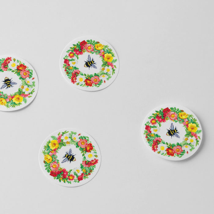 Hello Bee-autiful Matte Circle Sticker Set of 25 stickers