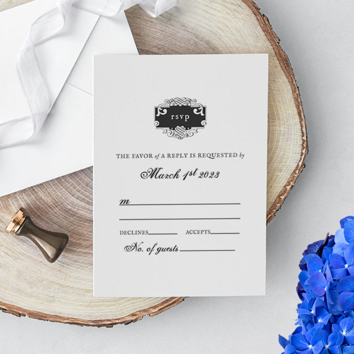 Daphne RSVP Card Response Card Classic Wedding Invitation Black and White Invitation Elegant Wedding