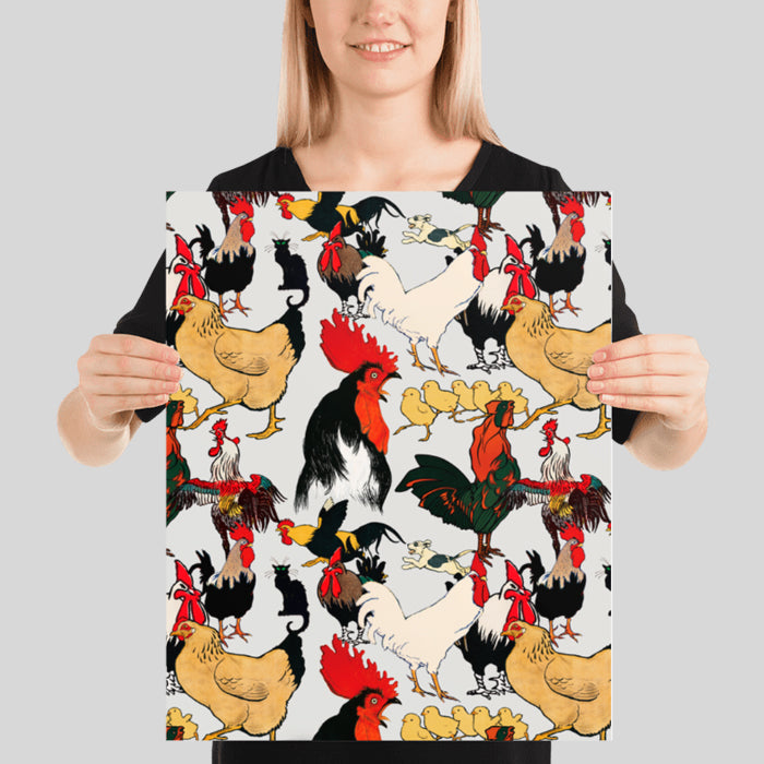 Mother Hen Funny Chicken Vintage Poster
