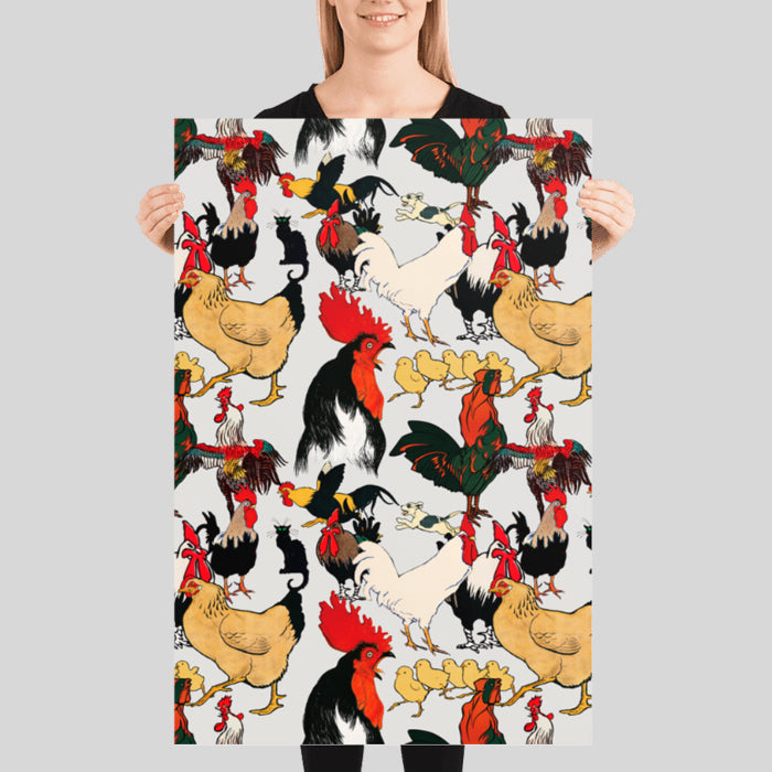 Mother Hen Funny Chicken Vintage Poster