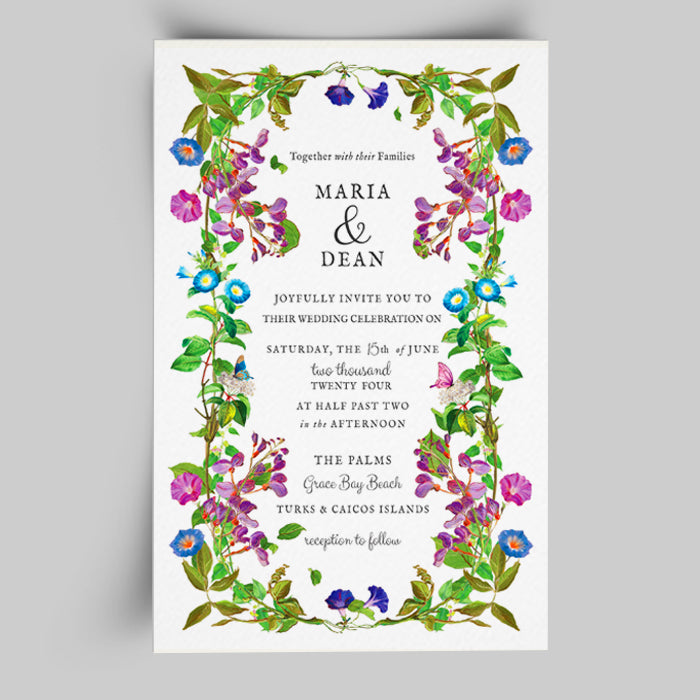 Flora Summer Party Invitation with Envelope Colorful Stationery