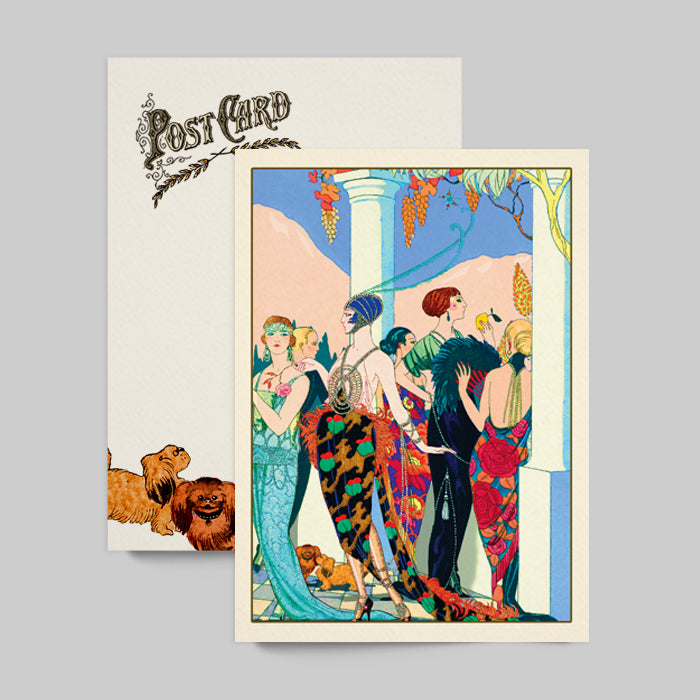 El Mirador Postcard George Barbier style Collage Fashion Decadence Art Deco Inspired 1920s
