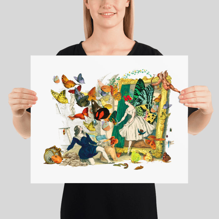 Athalia Butterfly Queen Poster Vintage Illustration Magical Collage