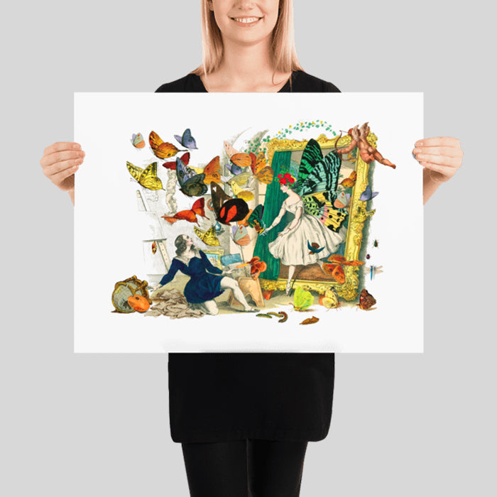 Athalia Butterfly Queen Poster Vintage Illustration Magical Collage