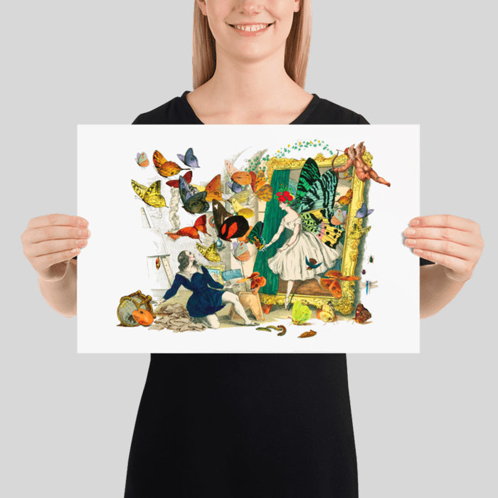 Athalia Butterfly Queen Poster Vintage Illustration Magical Collage