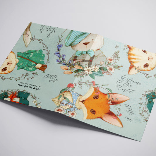 Welcome to the World Little One Greeting Card with Envelope Hello Baby Newborn Card Gender Neutral Baby Shower
