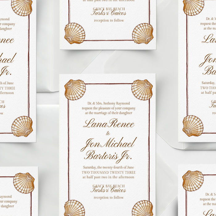 Calypso Beach Party Invitation with Envelope Destination Wedding Invitation