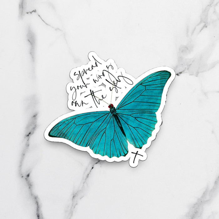 Butterfly Meadow Fridge Magnet Spread your Wings Own the Sky Christian Sentiment of Resurrection Hope Renewal
