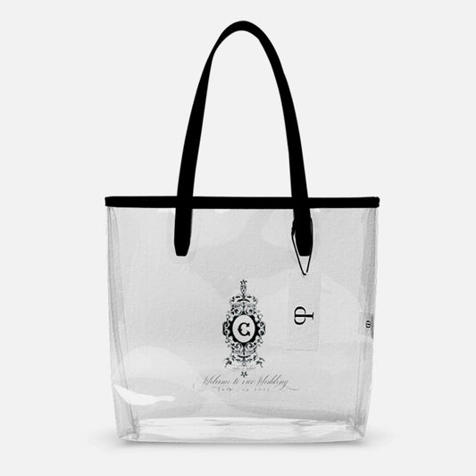 Geraldine Classic Wedding Invitation Clear Tote Black Trim