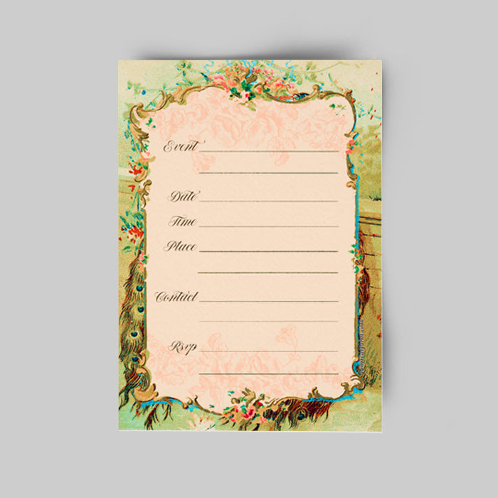 Pavonini Antique French inspired Party Invitation includes Envelope glamorous Bridal Shower wild Hen Party fun Costume Ball