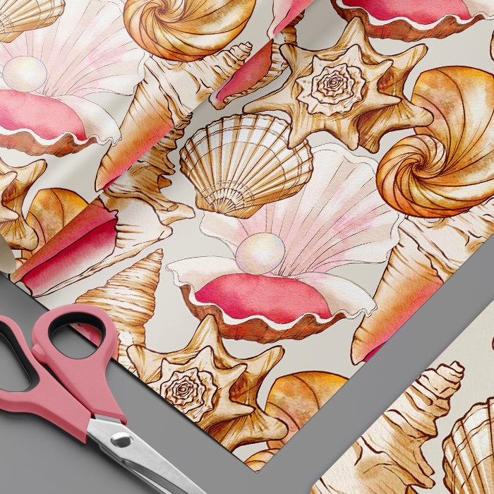 Calypso Wrapping Paper Sheets Set of 3 Sheets Seashell Pun Funny Pearl Secret