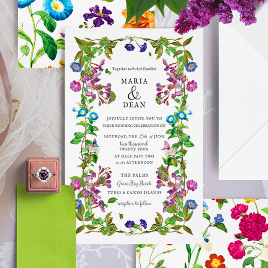 Flora Summer Party Invitation with Envelope Colorful Stationery