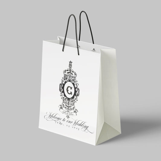 Geraldine Classic Wedding Invitation Black and White Gift Bag Fine Art Laminated Large Capacity Paper Bag Gift Bag
