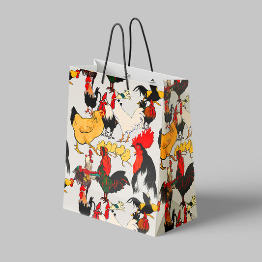 Mother Hen Funny Chicken Gift Bag Fine Art All Over Print Laminated Large Capacity Gifting