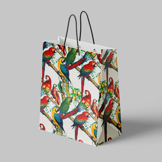 Parrots in the Wild Gift Bag Fine Art All Over Print Laminated Retro Florida Nostalgia