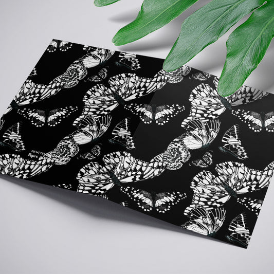 Papillon Noir Greeting Card Black White Stationery