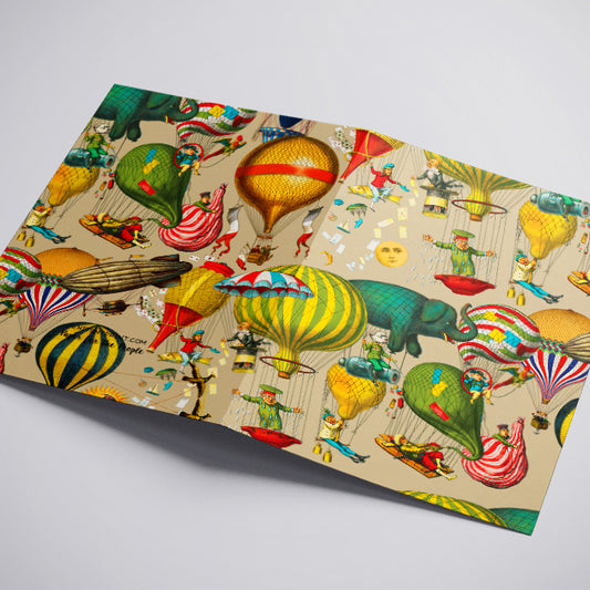 Race you to the Top Vintage Hot Air Balloon Illustration Greeting Card