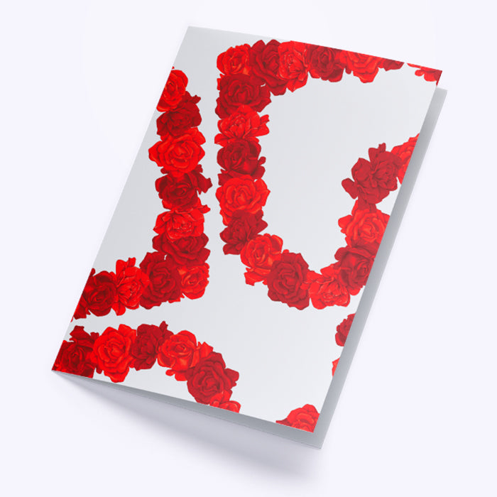 Rosina Greeting Card for Valentines Day with Red Roses and Hearts in one!
