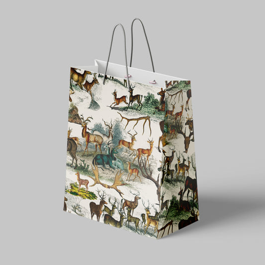 Shopping bag with animal pattern on a gray background