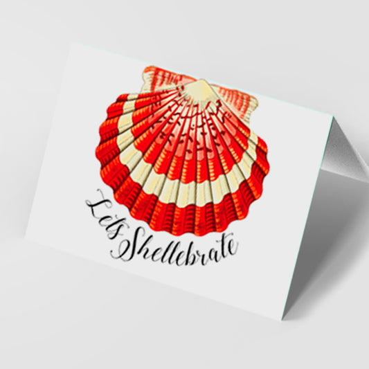 Shellebration Invitation with Envelope Seashell Pun Greeting Card Funny Shell Pun Stationery Party Invitation
