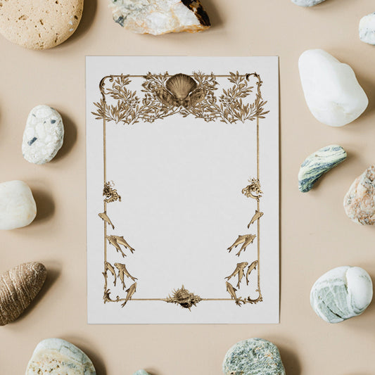 Shelley Stationery with Envelope Vintage Seashell Party Invitation Shell Beach Marine with Envelope