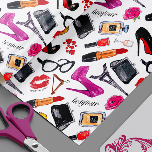 I love Paris Wrapping Paper Sheets Set of 3 sheets