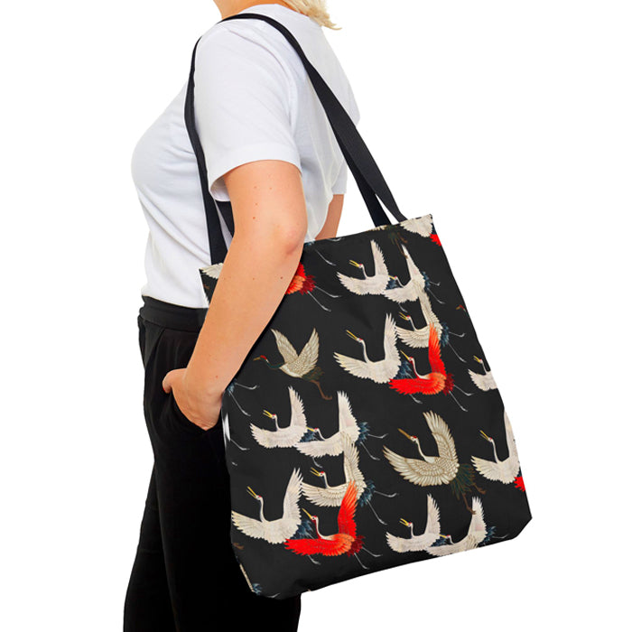 Cranes in Flight seeking the Sun XLarge Shopping Bag 2-Sided Canvas Tote Bag Open Top