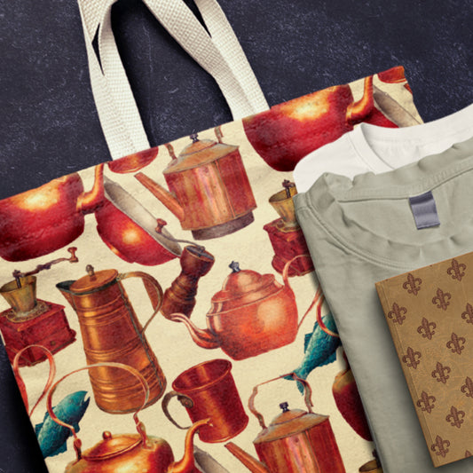 Lucky Penny Shopping Tote French Market Bag Vintage inspired Shopper Extra Large Capacity