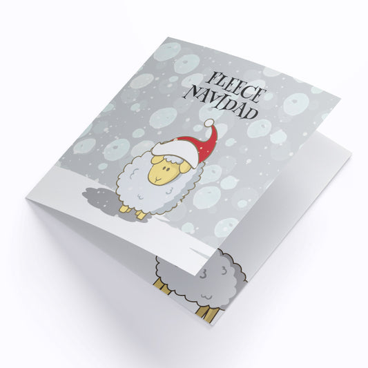 Fleece Navidad Christmas Card with Envelope Cute Sheep Christmas Card Funny Pun Feliz Navidad