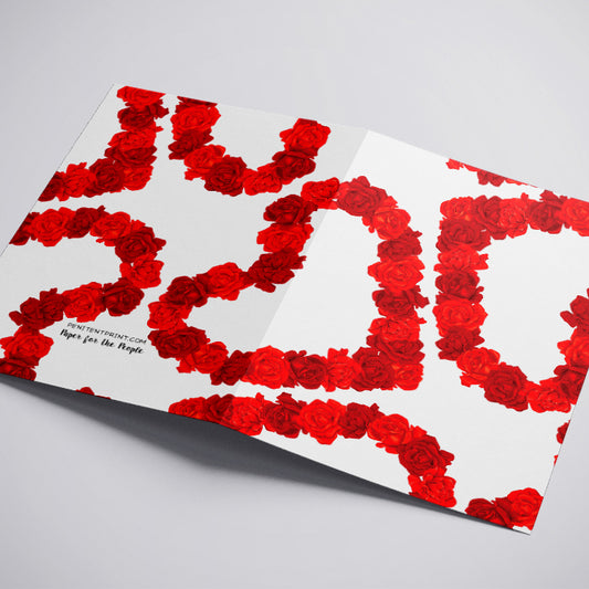 Rosina Greeting Card for Valentines Day with Red Roses and Hearts in one!