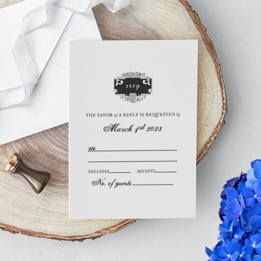 Daphne RSVP Card Response Card Classic Wedding Invitation Black and White Invitation Elegant Wedding