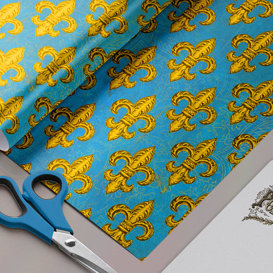 Fleur de Lys Wrapping Paper Sheets Set of 3 Sheets Fine Art Gifting Paper
