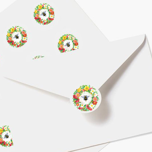 Hello Bee-autiful Matte Circle Sticker Set of 25 stickers