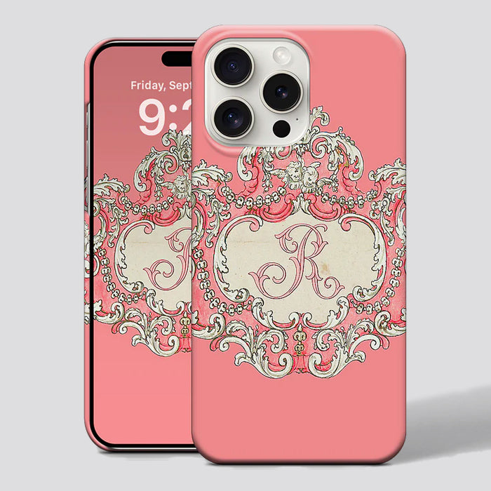 Marie Antoinette Rococo Pink Phone Case Personalized with Initial Monogram