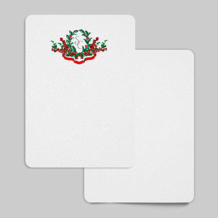 White card with a decorative design on a gray background