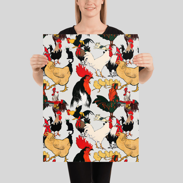 Mother Hen Funny Chicken Vintage Poster