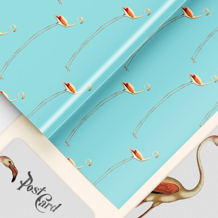 Long Legged Beauty Wrapping Paper Sheets Retro Flamingo Pattern available in a set of 3 sheets