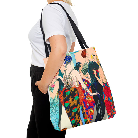El Mirador XLarge 2-Sided Open Canvas Tote Bag George Barbier Collage Fashion Decadence Art Deco Inspired 1920