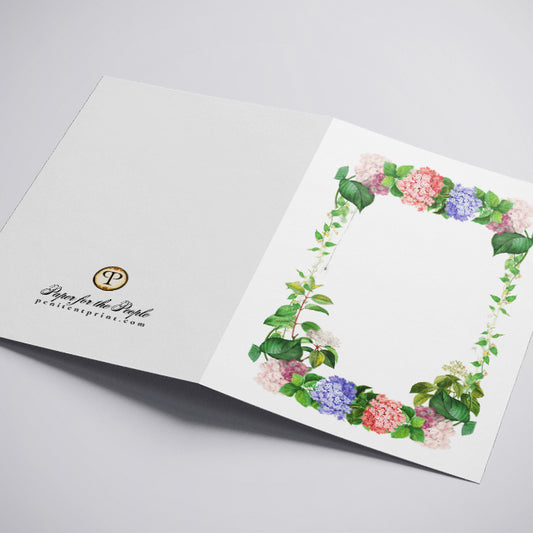 Hortense Greeting Card Vintage Hydrangea Frame Illustration with Envelope
