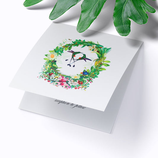 June Hummingbird Summer Party Square Invitation Colorful Hummingbird Bold Vibrant Stationery