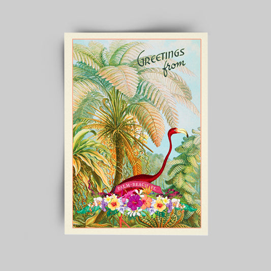 Flamingo Swagger Retro Travel Postcard Destination Wedding Save the Date with Envelope Greetings from Florida Tourist Postcard