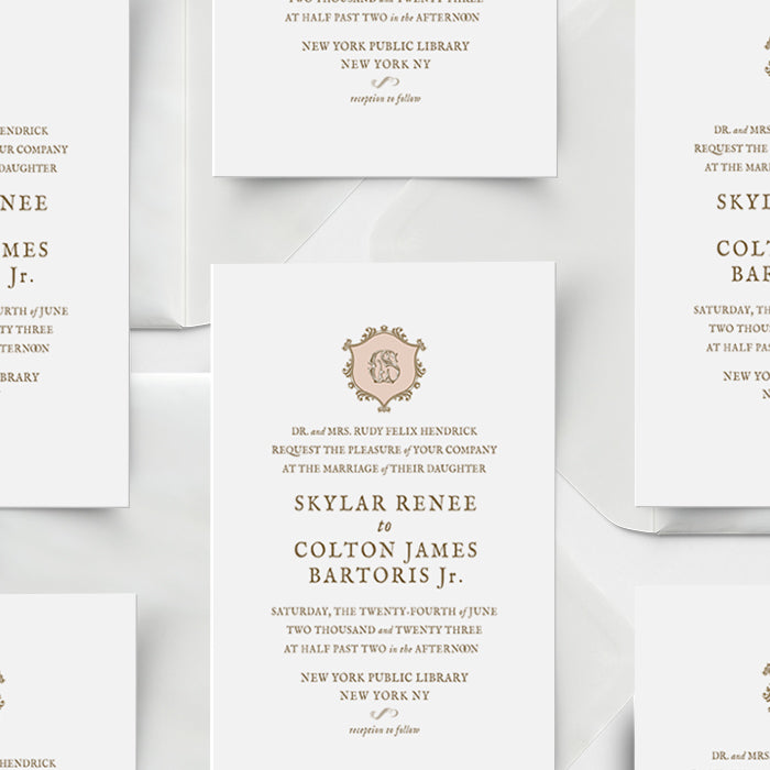 Wedding invitation card with elegant design on a white background