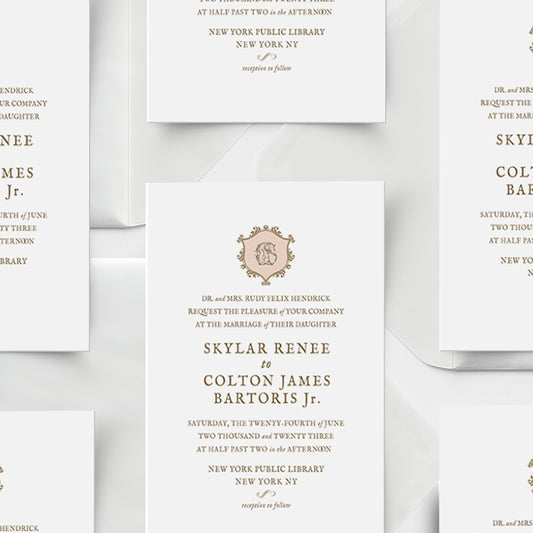 Wedding invitation card with elegant design on a white background